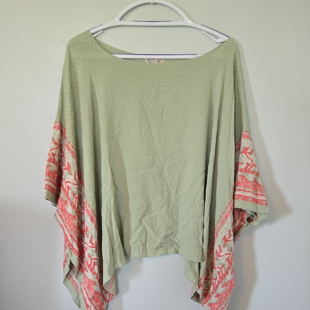 One World Sage Green Embroidered Caftan Cover Up One Size